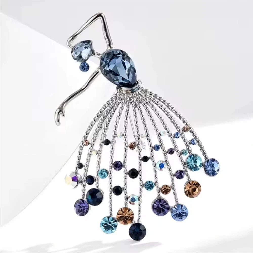 Ethereal Crystal Cascade Dancer Brooch